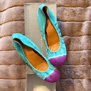 Women's Blue and Purple Ballet Flats